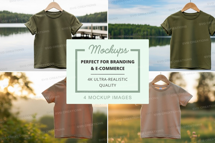Mockup collection of t-shirts in nature