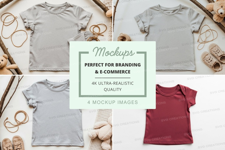 Mockup: collection of baby t-shirts