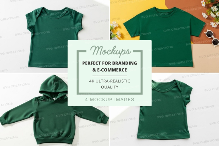 Mockup: green baby clothing collection
