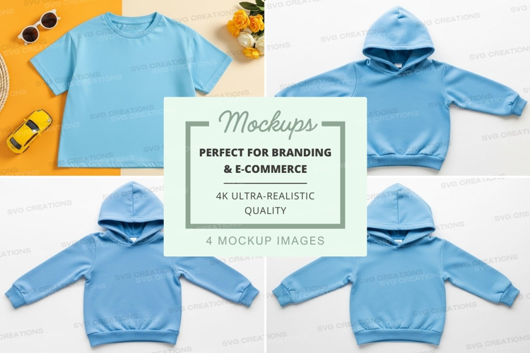 Mockup: blue kids' clothing collection