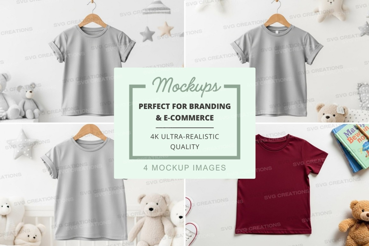 Mockup of children's clothing with toys