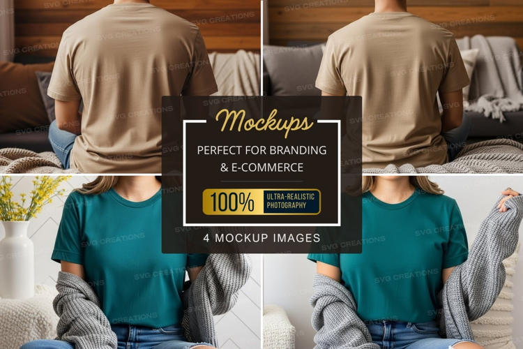 Family bonding with t-shirt mockup