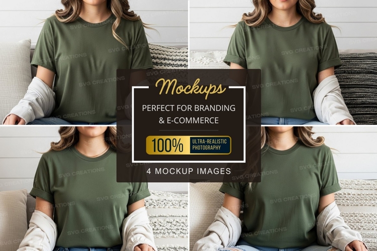 Casual green t-shirt mockup