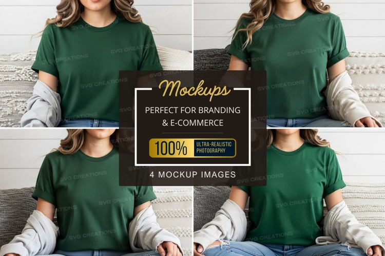 Casual relaxation in green t-shirt mockup