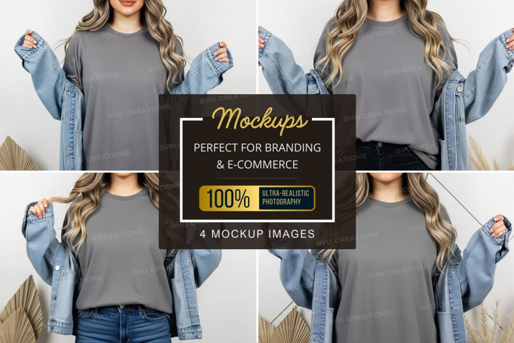 Casual grey t-shirt mockup