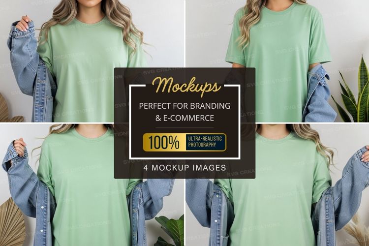 Casual green t-shirt mockup