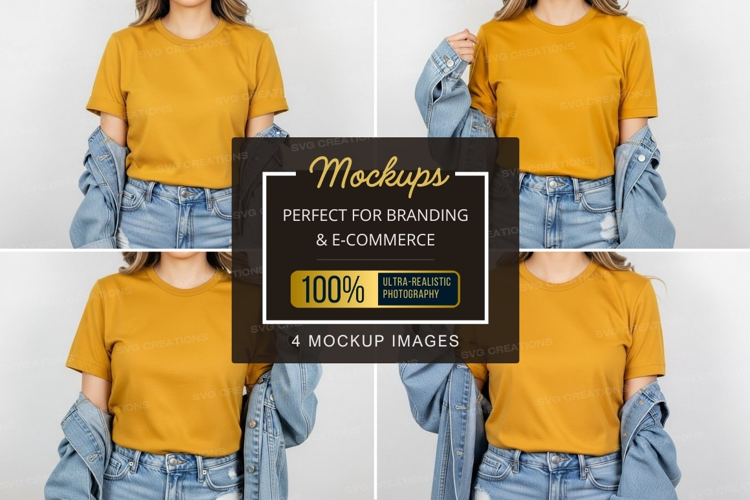 T-shirt mockup with denim jacket
