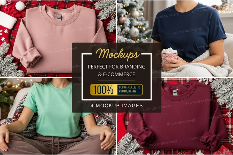 Cozy christmas t-shirt mockup