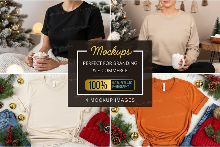 Cozy christmas t-shirt mockup