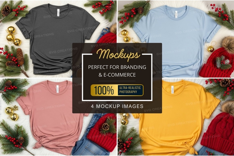 T-shirt mockup with festive decorations