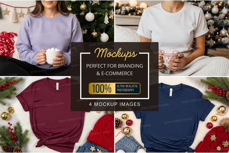 Cozy christmas t-shirt mockup