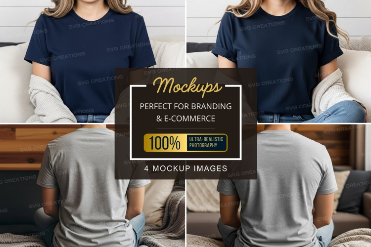 Casual living room scene with t-shirt mockup