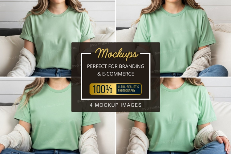 Casual green t-shirt mockup