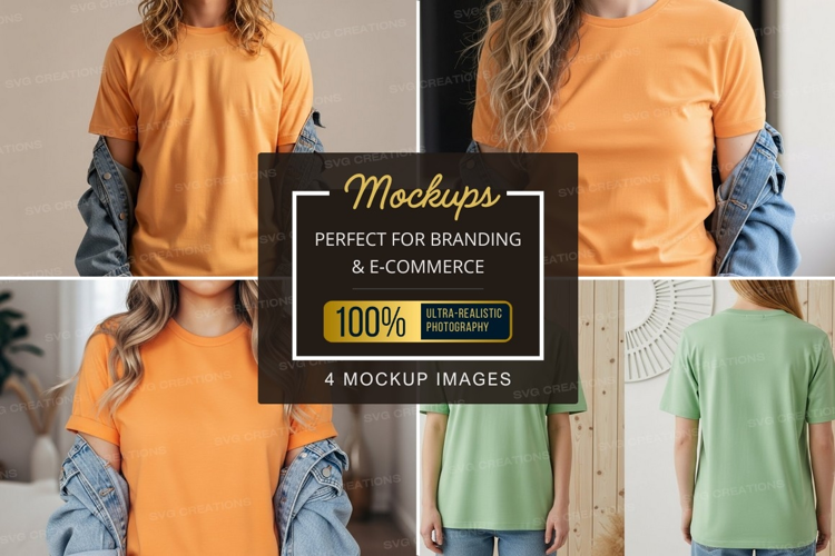 T-shirt mockup with denim sleeves