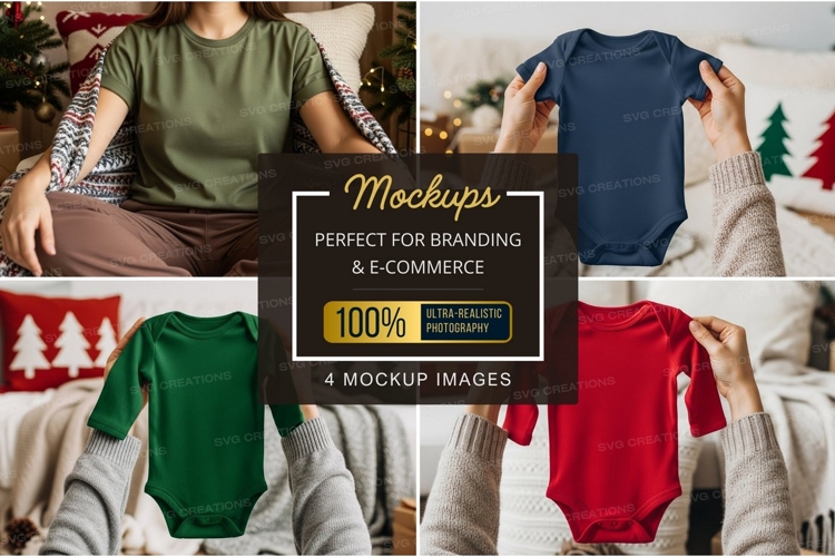 Christmas themed baby onesies mockup