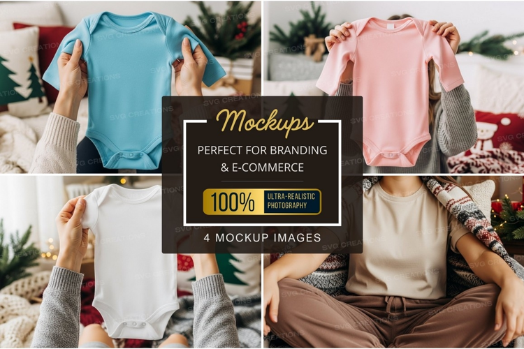 Holiday baby onesie mockup
