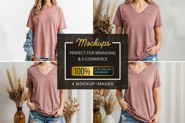 Casual pink t-shirt mockup