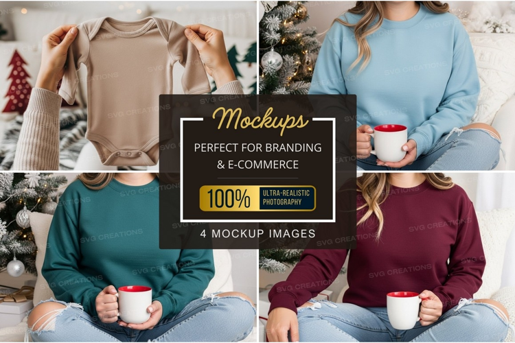 Cozy christmas morning with t-shirt mockup