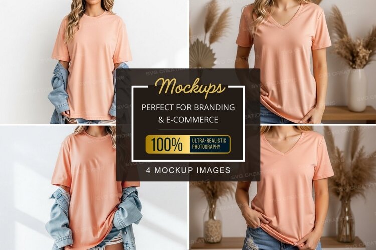 Casual peach t-shirt mockup example image 1