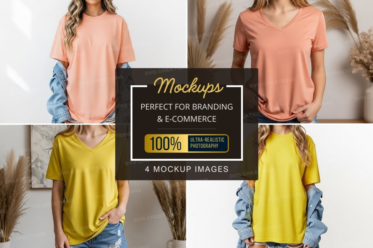 V-neck t-shirt mockup