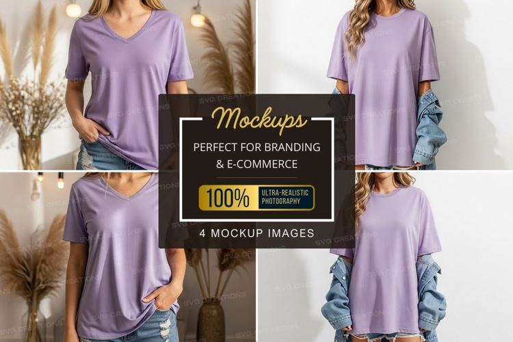 Casual lavender t-shirt mockup