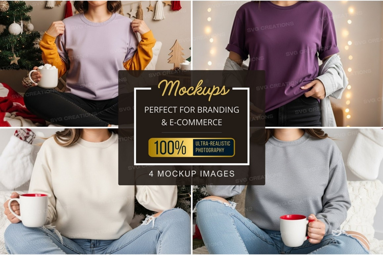 Cozy christmas t-shirt mockup