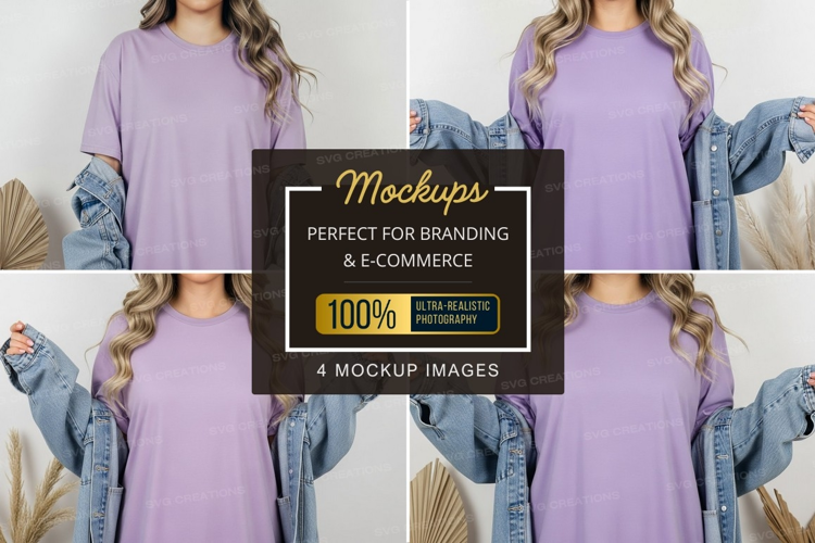Casual lavender t-shirt mockup