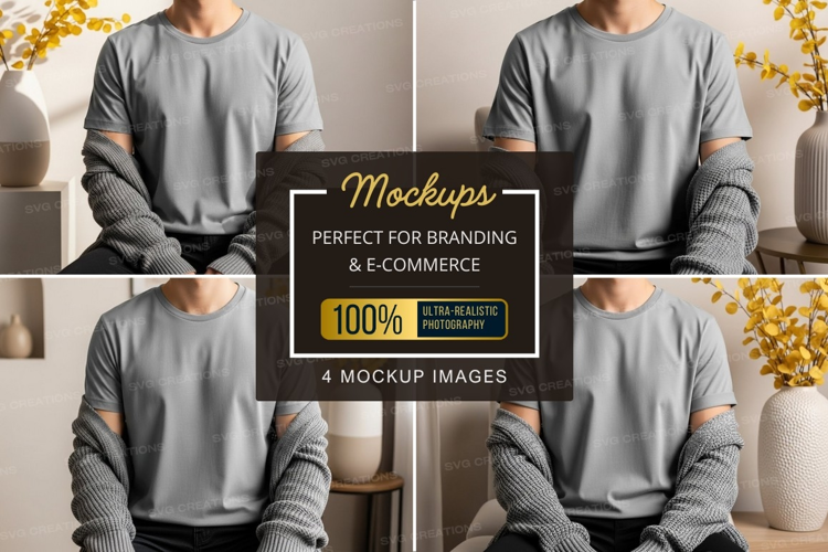 Casual grey t-shirt mockup