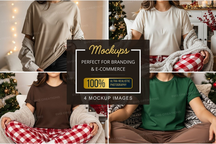 Cozy christmas t-shirt mockup