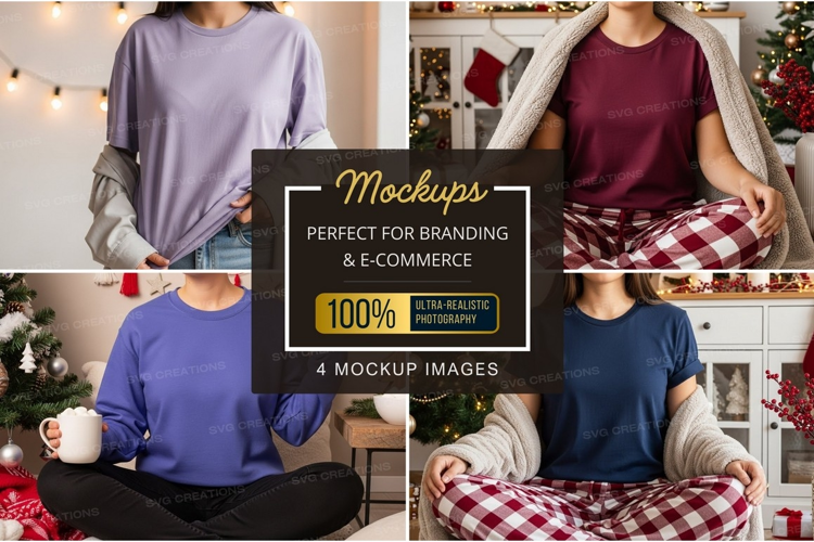 Cozy christmas t-shirt mockup