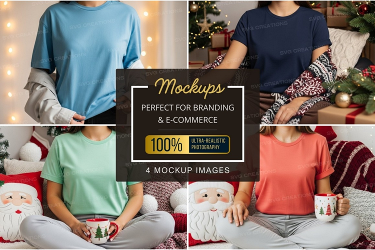 Cozy christmas t-shirt mockup