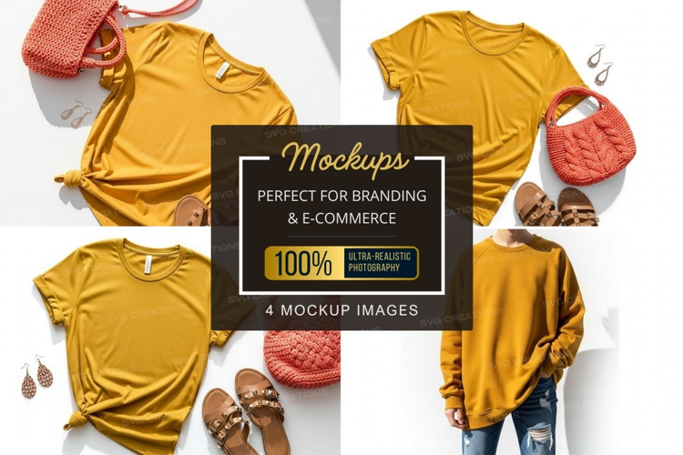 Mustard yellow t-shirt mockup