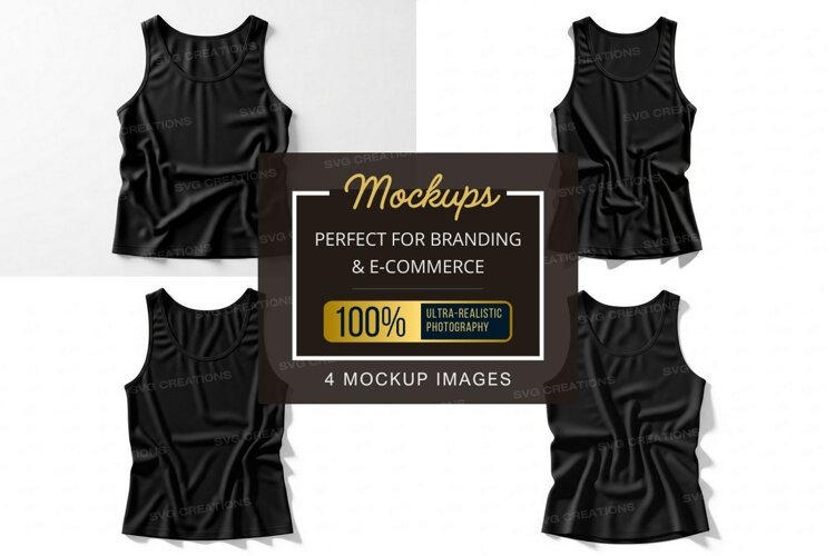 Black satin tank top mockup example image 1