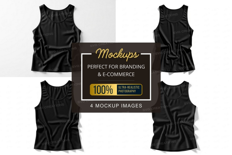 Black satin tank top mockup