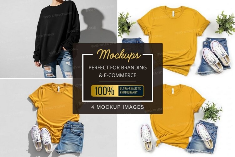 Casual mustard yellow t-shirt mockup example image 1
