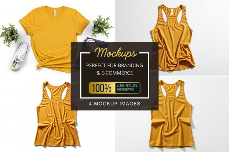 Mustard yellow t-shirt mockup