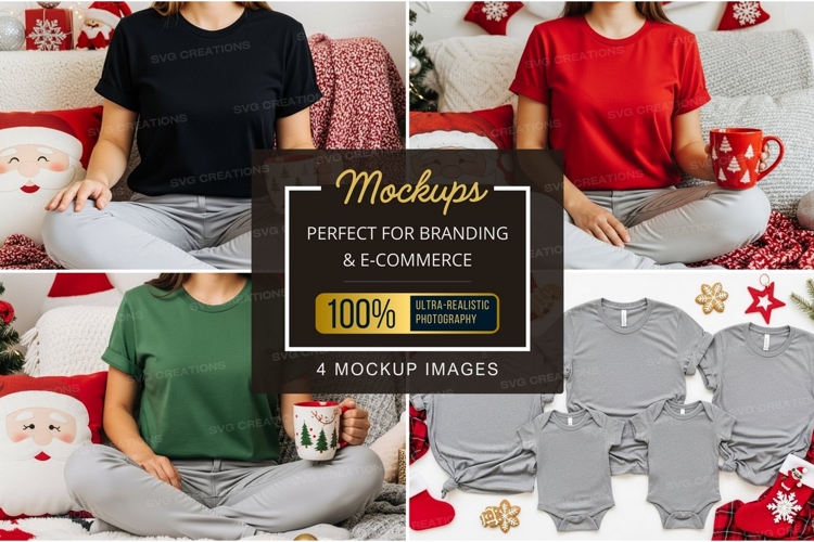 Cozy christmas t-shirt mockup