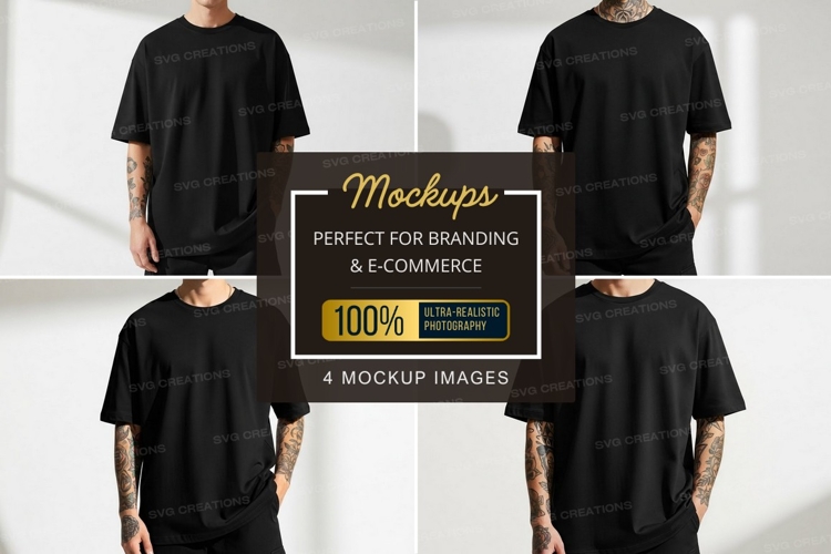 Black Tshirt Mockup Image 24
