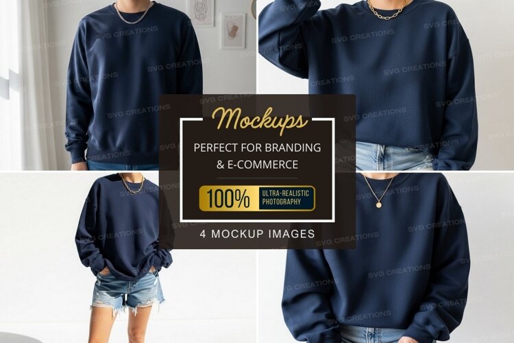 Casual navy blue sweatshirt example image 1