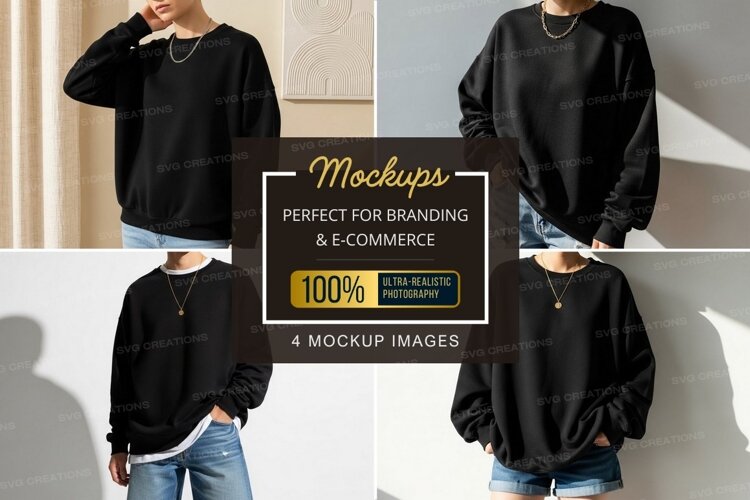 Casual black oversized sweatshirt example image 1