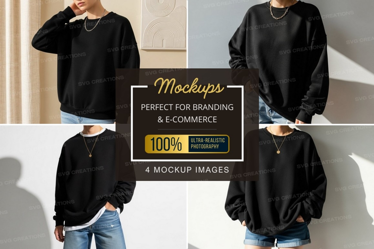 Casual black oversized sweatshirt