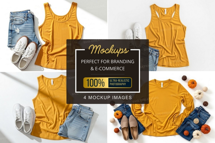 Mustard yellow t-shirt mockup