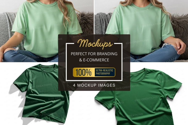 Casual green t-shirt mockup