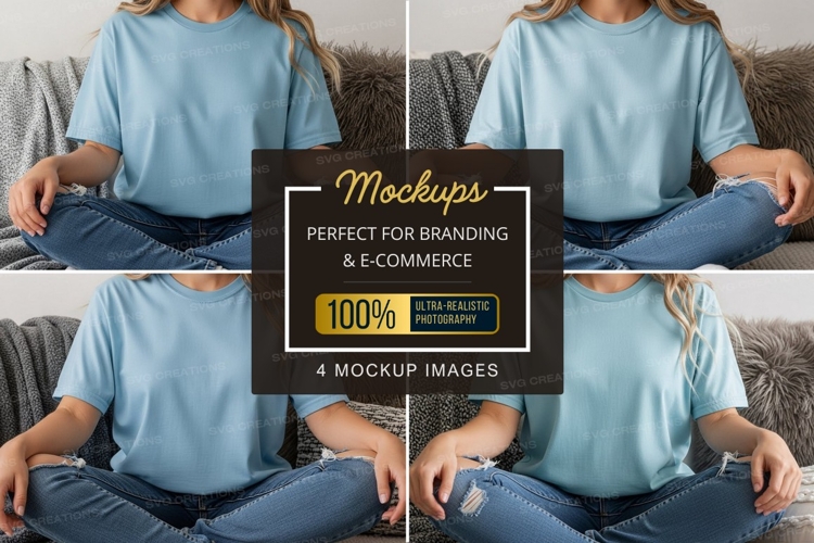 Casual light blue t-shirt mockup example image 1