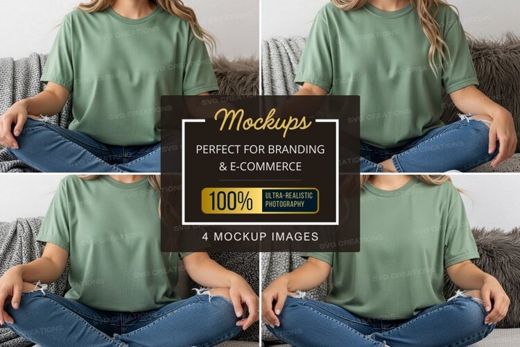 Casual green t-shirt mockup example image 1