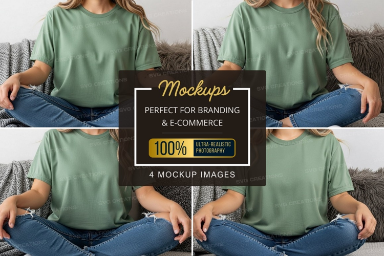 Casual green t-shirt mockup