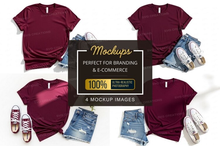 Maroon t-shirt mockup example image 1