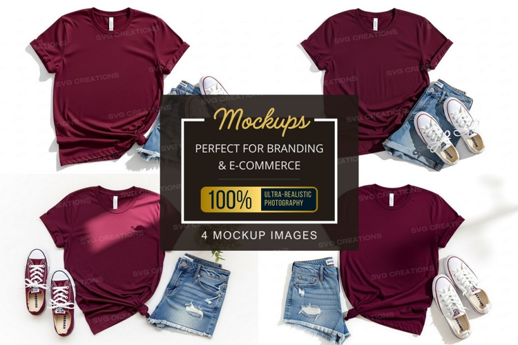 Maroon t-shirt mockup