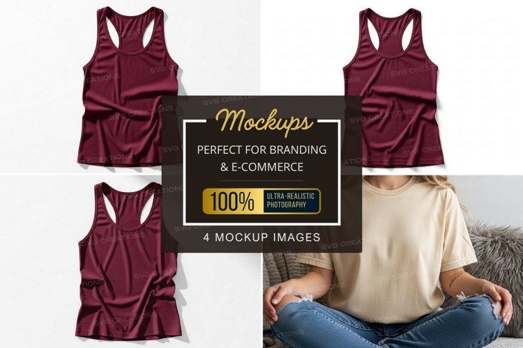 Maroon racerback tank top mockup