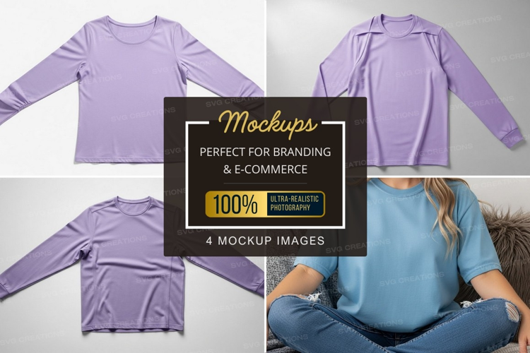 Purple long sleeve t-shirt mockup